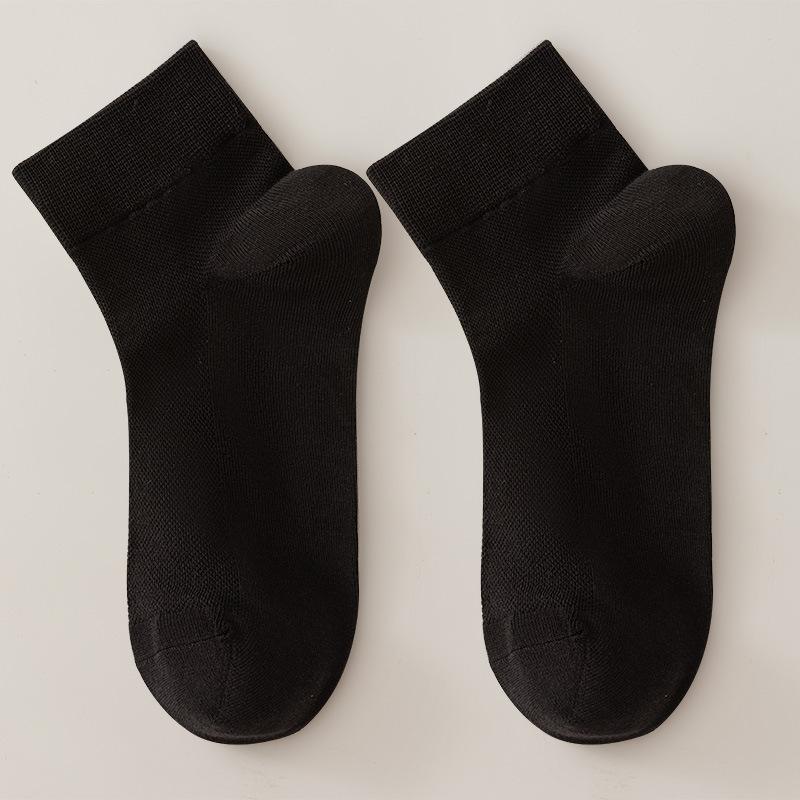 Men's Spring and Autumn Low-top Mid-calf Socks, Pure Cotton Mesh Thin Style, Summer Sweat-absorbing, Breathable and Deodorizing Business Socks