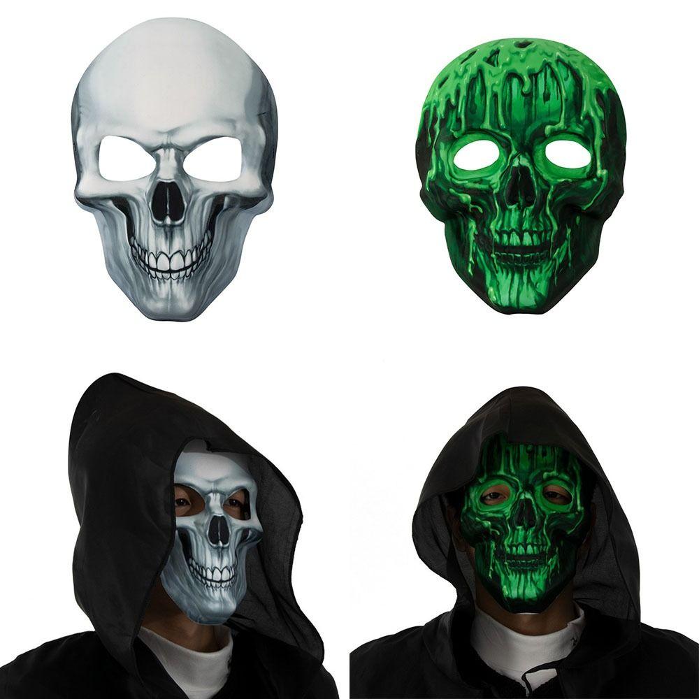 Full Face Halloween Skeleton Mask Spooky Funny Scary Skull Headgear Luminous Easy To Wear Party Cosplay Mask Cosplay