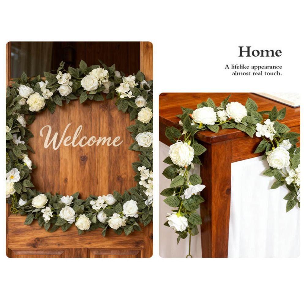 Silk Simulation Rose Leaf Vine DIY Flower Arch Decor Creative Wall Hanging Garland  Gift