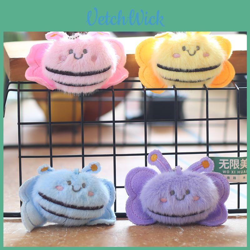 Small Bee Plush Toy Keychain Soft Stuffed Animal With Short Velvet Fur Kids Room Decor Accessory