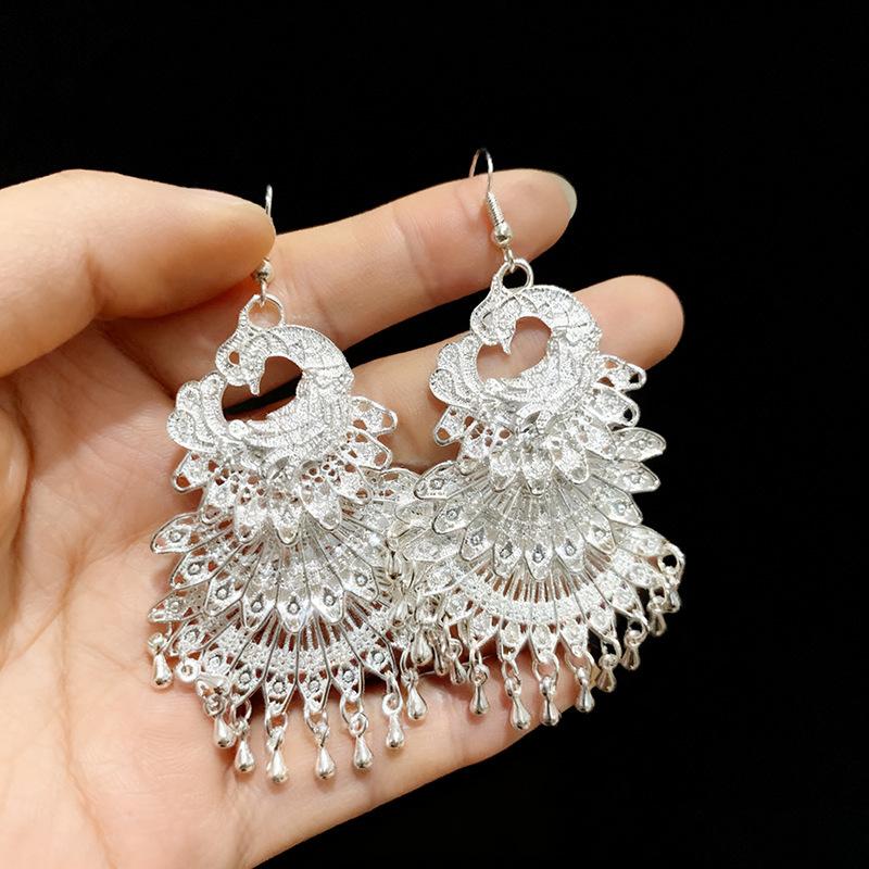 Ethnic style earrings Alloy silver-plated Miao ethnic minority Dong Yi earrings Earrings
