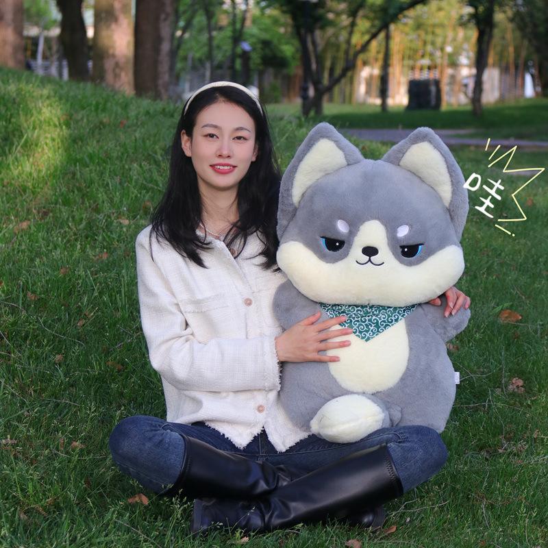 Niedlicher Hund Husky Shiba Inu Puppe Plüschtier Seite Tierpuppe Kinder beruhigende Stoffpuppe Geburtstagsgeschenk