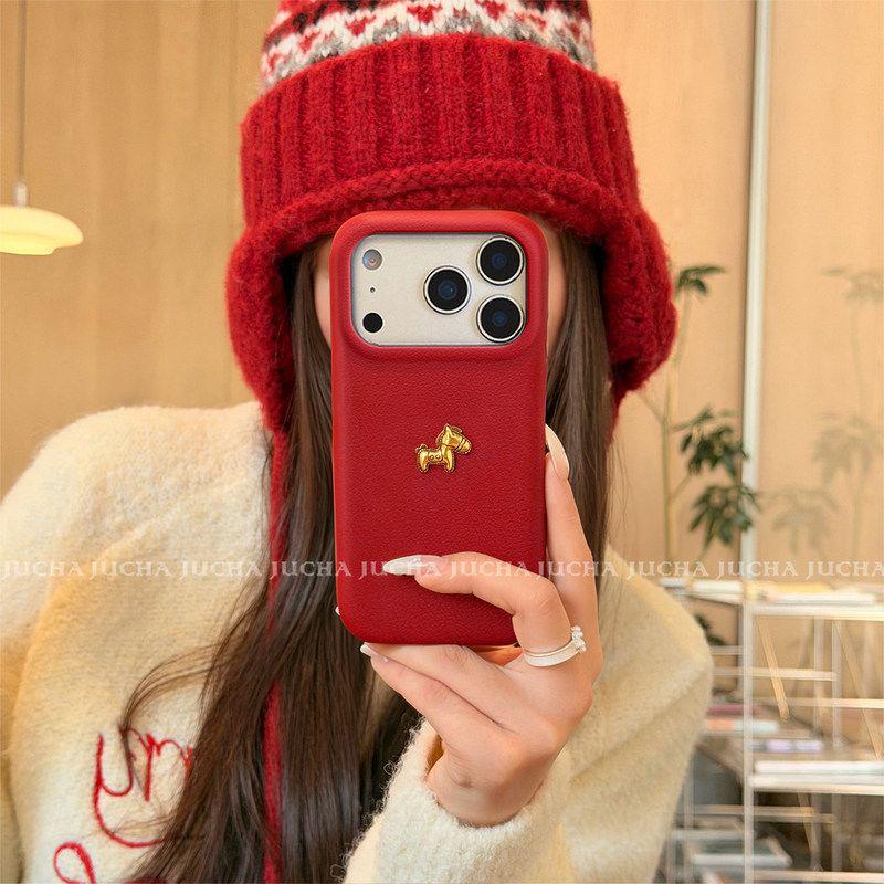 Gold Little Horse Apple iPhone Case: Light Luxury, Enhanced Heat Dissipation, Fits iPhone 17 Pro Max/16 Plus/15 for High-End Look