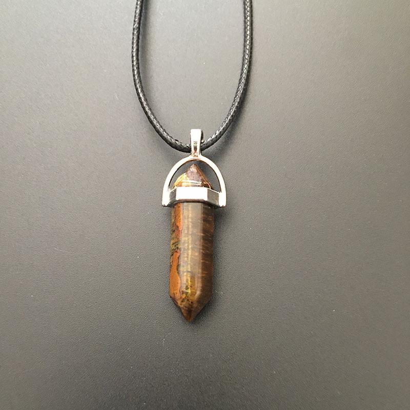 

Европейское и американское ожерелье из шестигранной колонны из натурального камня с шестигранным призматическим кулоном из хрусталя в форме капли