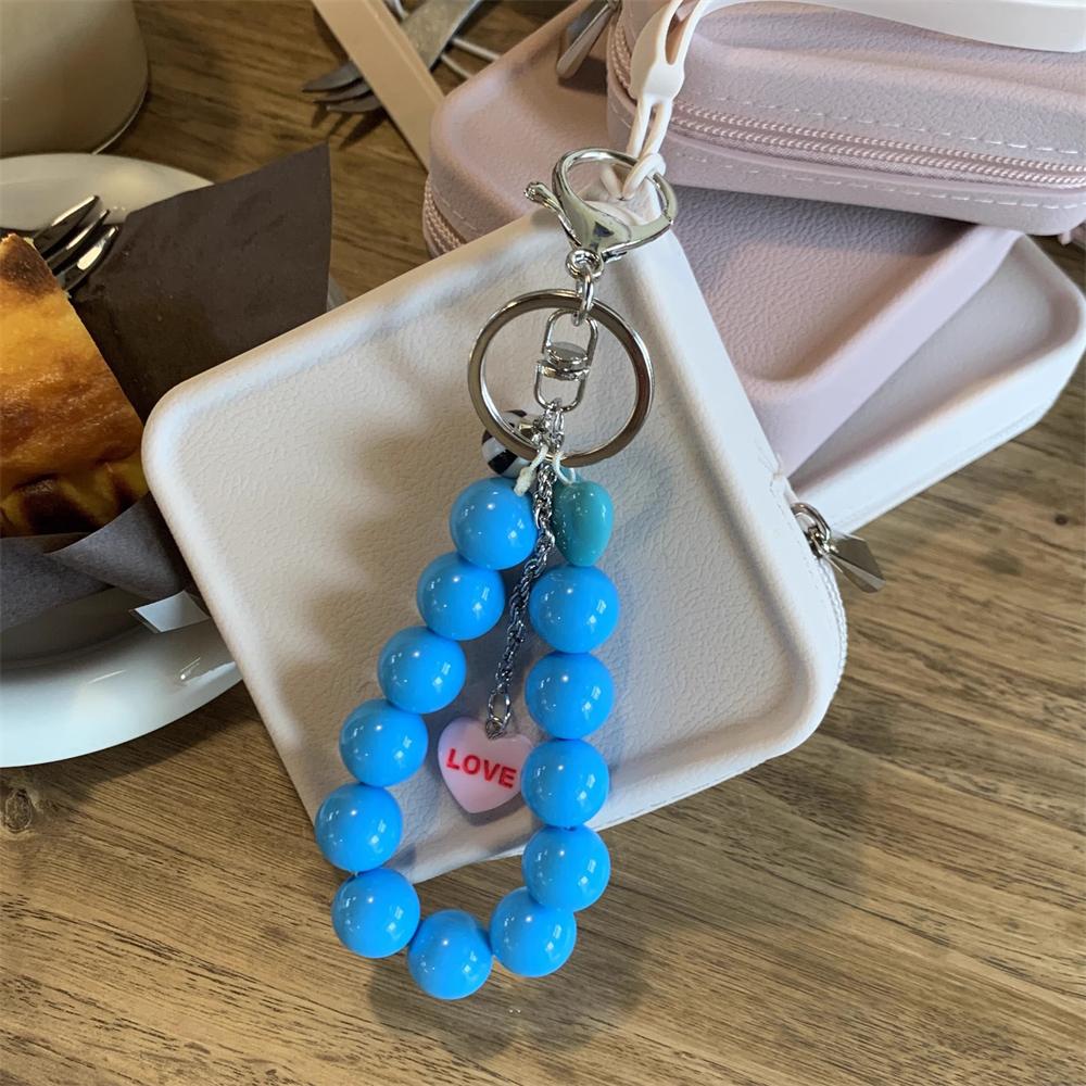 

Korean Cute Love Heart Beaded Colorful Sweet Phone Bracelet For iPhone Women Accessories Anti-Lost Chain Lanyard Hanging Cord
