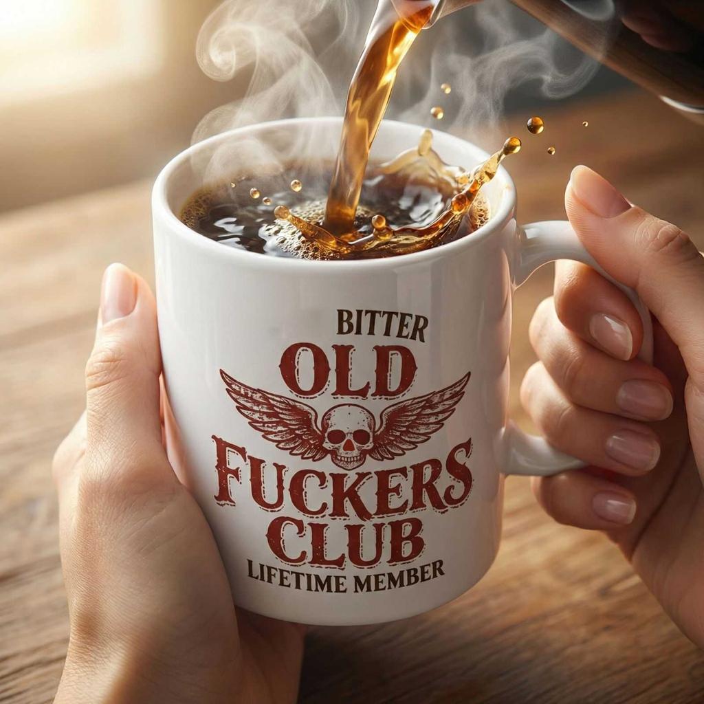 Cană Veche de Club – Cană de Cafea Bitteră pentru Membri, Cadou Ceramic Amuzant Pentru Bunic, Pensionari Legende