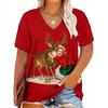 Summer Ladies Christmas 3D Printed V-Neck T-Shirt Fashion Versatile Trend Breathable Casual