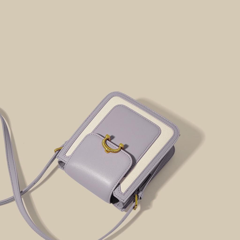 New Color Matching Mobile Phone Bag Simple Color Contrast Mini Shoulder Messenger Bag Small Square Bag