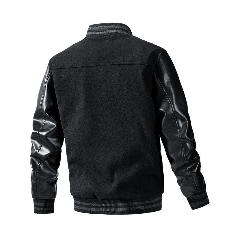 Herren Herbst/Winter Baumwollgepolsterte Woll-Baseballkragenjacke, Übergröße