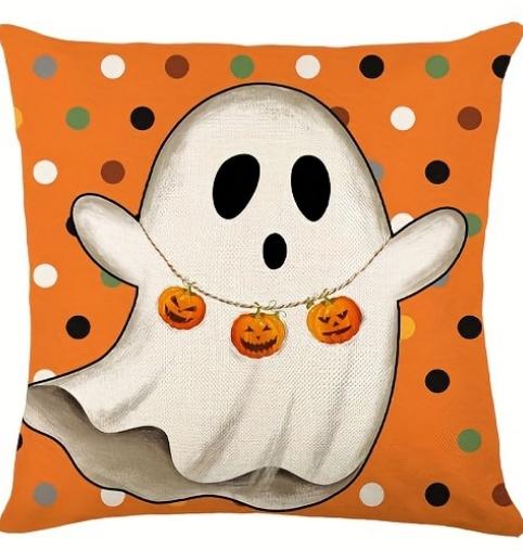 1pc Halloween Cushion Cover Black Cat Pumpkin Ghost Pattern Decorative Pillowcase Suitable for Bedroom Decoration Festival Gifts