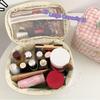 2025 Plaid Pattern Toiletries Case Flip Makeup Bag with Zipper Quilted Cotton Cosmetics Storage Box for Woman and Girls