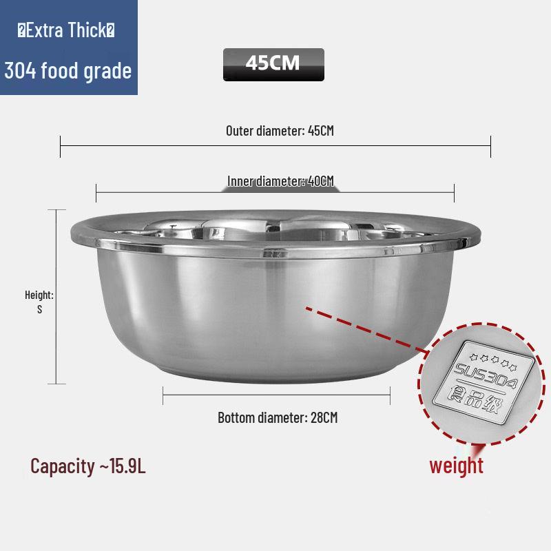 Qiwifa Commercial Food Grade Stainless Steel Mixing Bowl