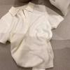 Solid Color Knitted Sweater Short-sleeved Women, Summer New Small Short Zipper Lapel Top Thin