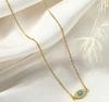 Exquisite Copper Zirconia Devil's Eye Necklace with Turquoise Pendant