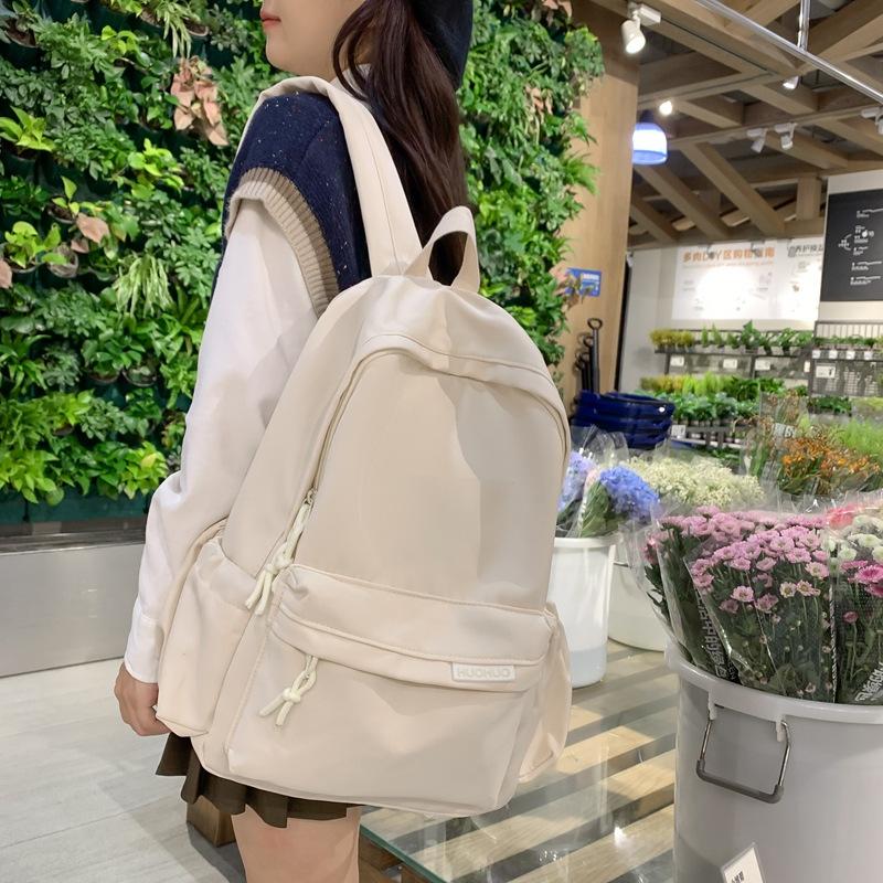 Teenage Backpack Solid Color Student Schoolbag Large Capacity Backpack