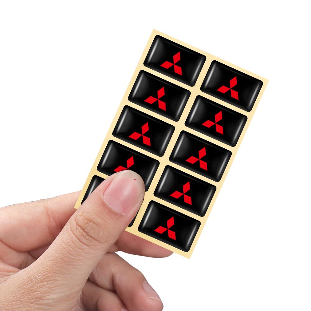 hkbn2 10Pcs Car Interior Button Decoration Badge Decal Resin Accessories For Mitsubishi 9 Ralliart X EX ASX L200 Colt Outlander Pajero