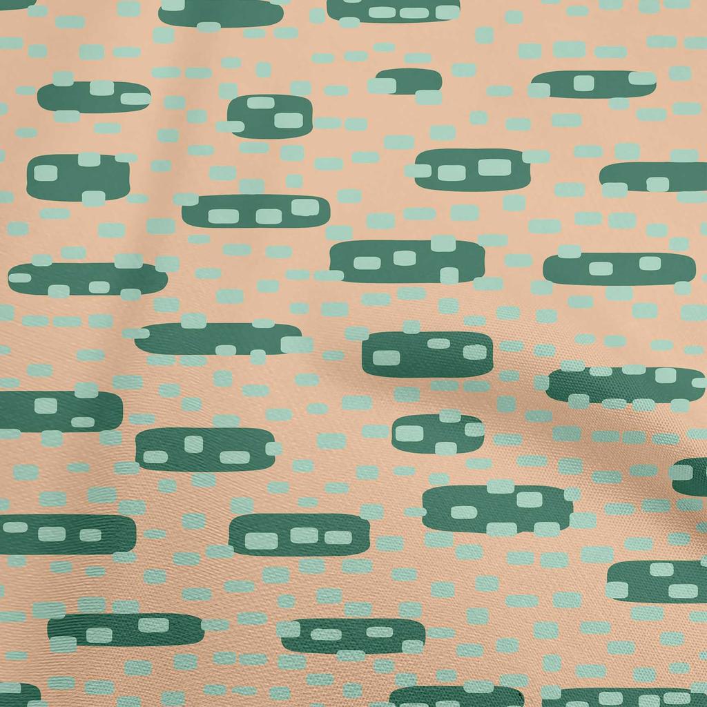 oneOone Cotton Flex Beige Fabric Geometric Rounded Rectangle Sewing Material Print Fabric By The Yard 40 Inch
