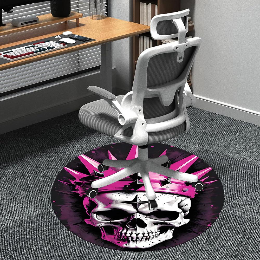 

1pc Crown Skull Office Round Area Rug, Indoor Mat Suitable ForOffice, Under Office Chairs Bedroom Living Room Home Decor, Room Deco D036 80cm by 80cm