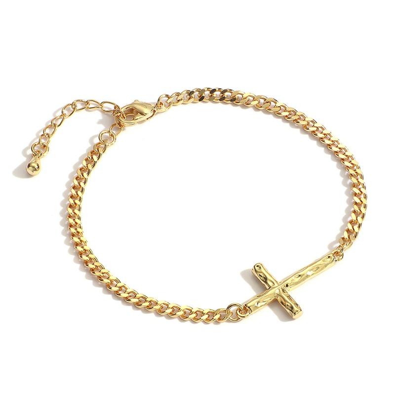 

Meier Vintage cross bracelet - gold plated copper, trendy ins style jewelry Copper plated with 18k gold