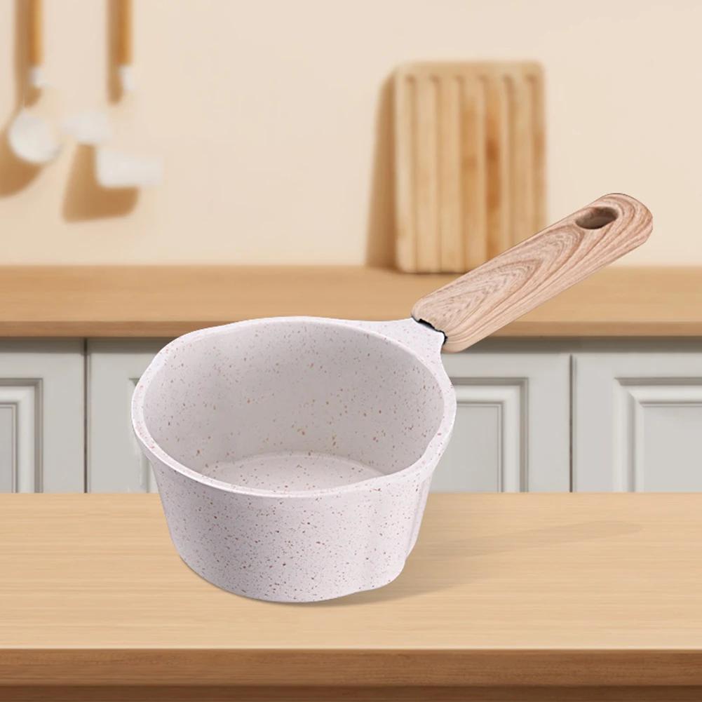 Kochtopf mit Holzgriff Mini-Kochtopf mit Ausguss Kleine Saucepfanne Antihaft-Pfanne für Outdoor-Induktionskochfeld