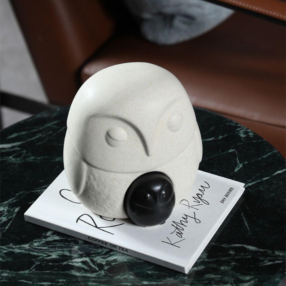Vivid Animal Statue Ceramic Miniature Figurine Sculpture Creative Owl Ornament Bookshelf