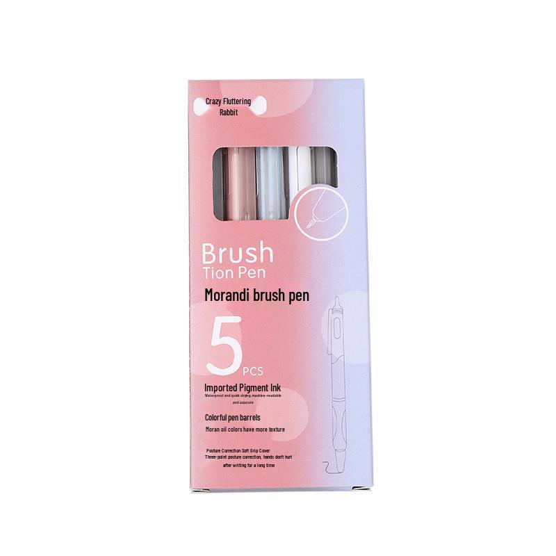 ST Head Morandi 5-Color Quick-Dry Pen Set - Ultra-Smooth, Leak-Proof Ink for Students