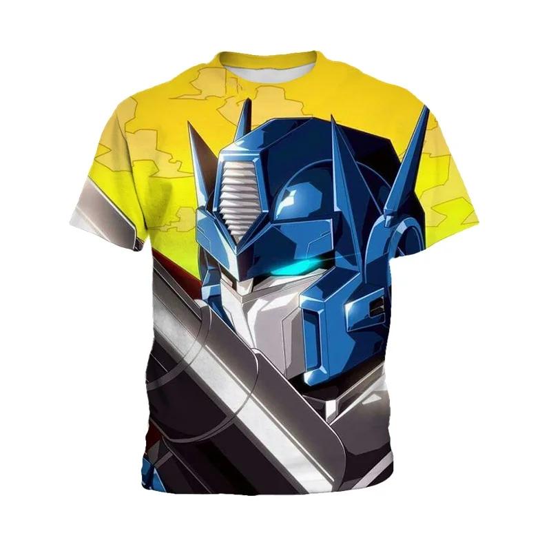 

3D-печать Детская футболка с короткими рукавами Аниме Трансформация Робот Удобный топ Мужская повседневная футболка для отдыха на открытом воздухе 5XL