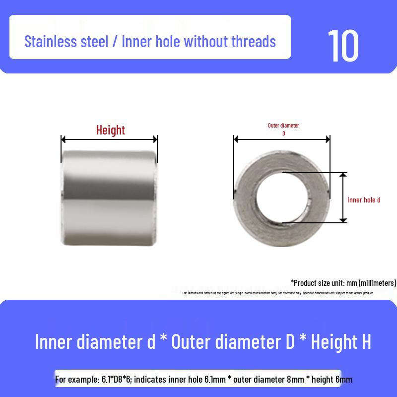 Stainless Steel Thickness-adjustable Washer & Shaft Sleeve (Sizes: M2.5, M3, M4, M6, M8, M12)