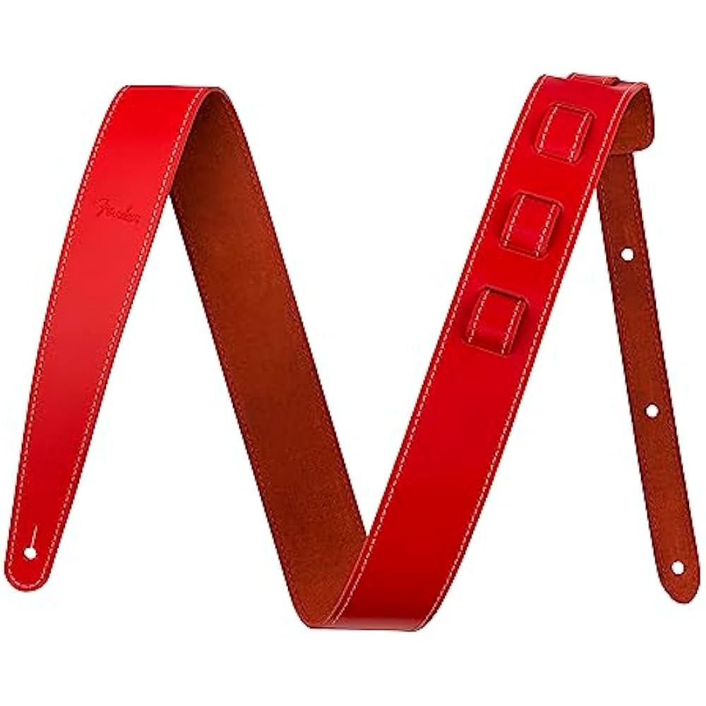 Fender/Essentials Leather Strap Red Fender [Guitar Strap]