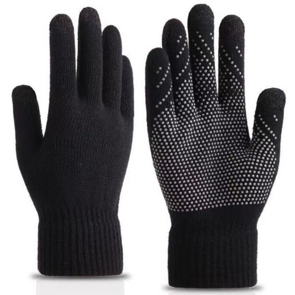 

Men s Winter Touchscreen Gloves - Fleece-Lined Warm Knitted, Anti-Slip Silicone Dot, for Driving, Work & Students