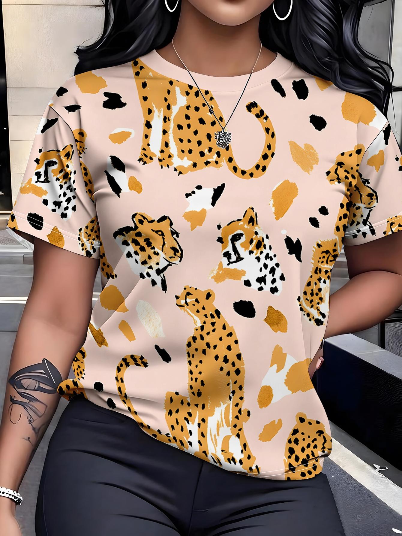 

Foundation Leopard Print T-shirt. Sweet and Cool Style. Light Foundation Color Leopard Print Animal Short-sleeve Top. Women s Short-sleeve T-shirt. a L дубильна кора