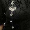 Retro Chinese Plum Blossom Fan Brooch with Tassel Pendant