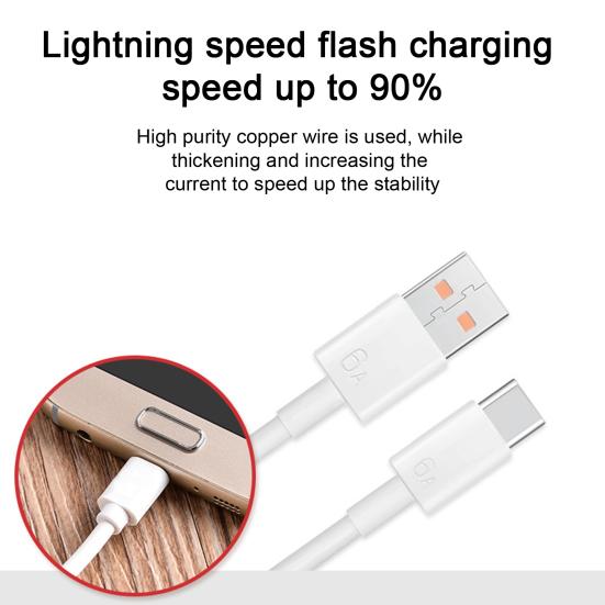 Data Line Fast Output Data Transmission Charging Stable 6A/66W Type-C Mobile Phone Charger