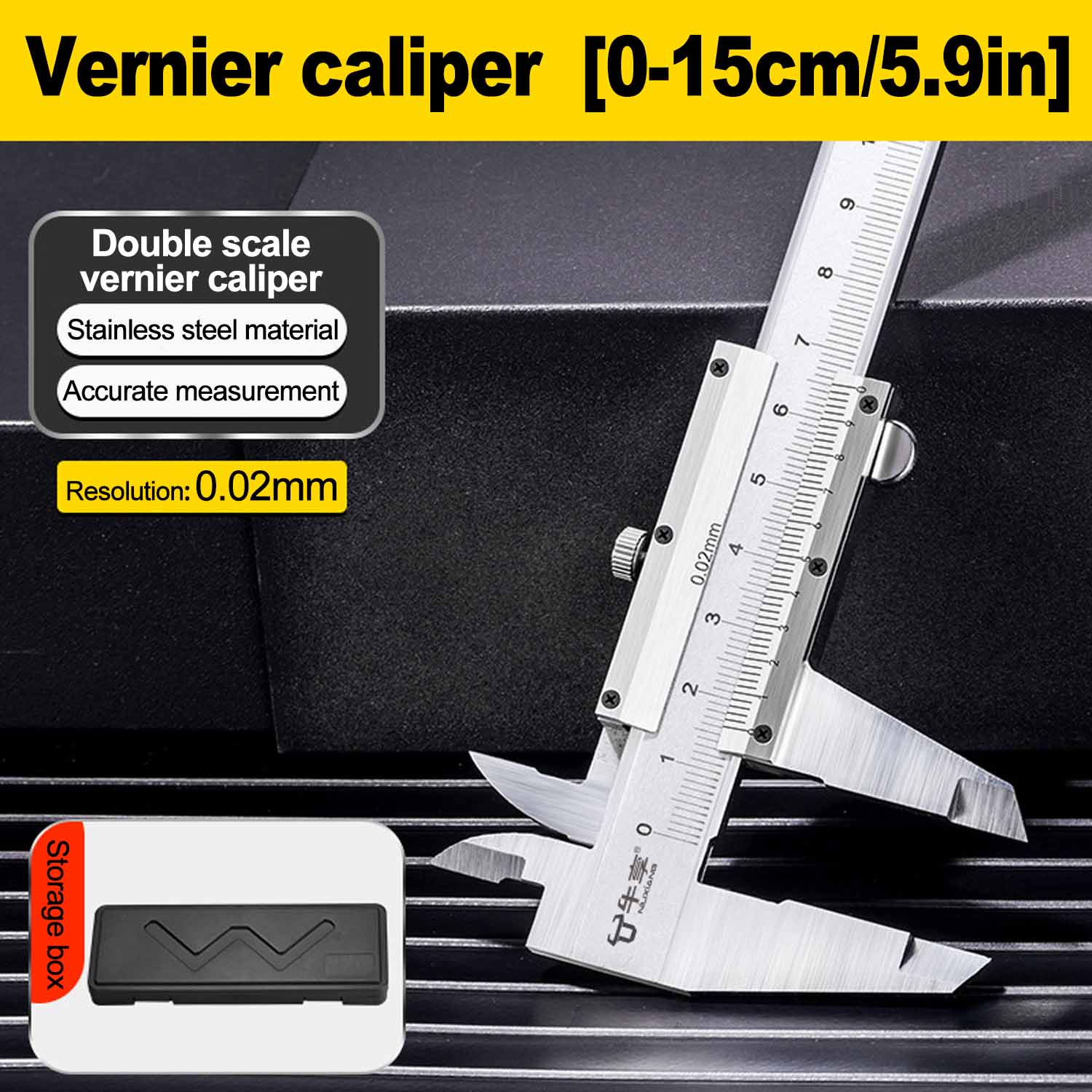 Professional Industrial 0-150mm Stainless Steel Vernier Caliper Locking Screw Vernier Caliper Stainless Steel by BeBosLook чёрный