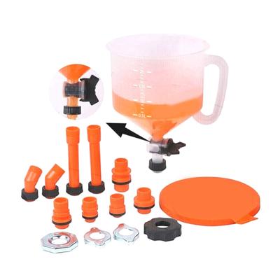 Oranges Kühlmittel-Einfüllset, korrosionsbeständig, auslaufsicheres Kühlmittel-Trichterset, Kühlertrichter, Aufstoßset, Trichter zum Einfüllen