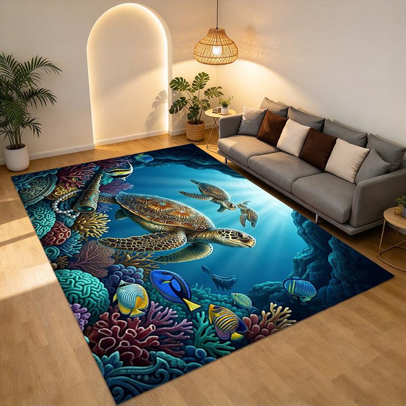 Ocean Life Living Room Nonslip Area Rug Soft Carpet For Bedroom Game Playroom Sofa Office Home Decor Doormat Christmas Gift C929481
