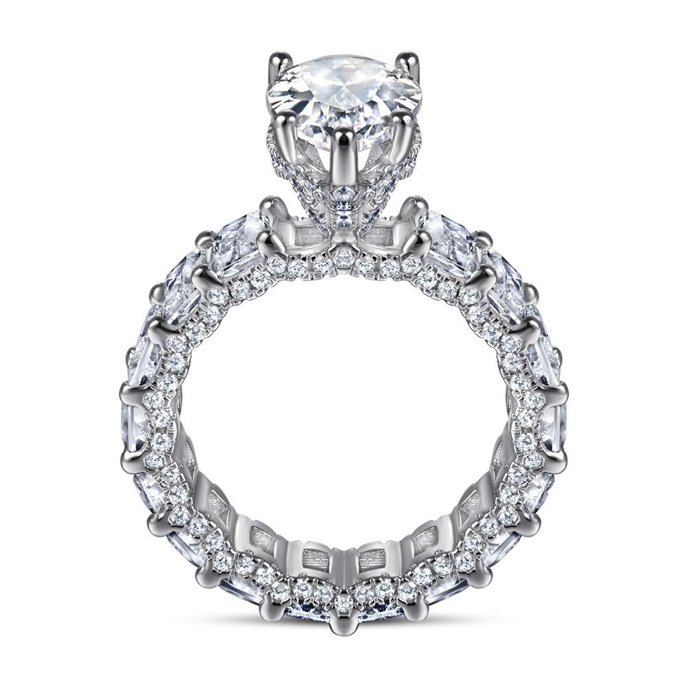 Lindon Classic 925 Sterling Silver Zircon Ring Ladies Jewelry Wedding Promise Party Gift