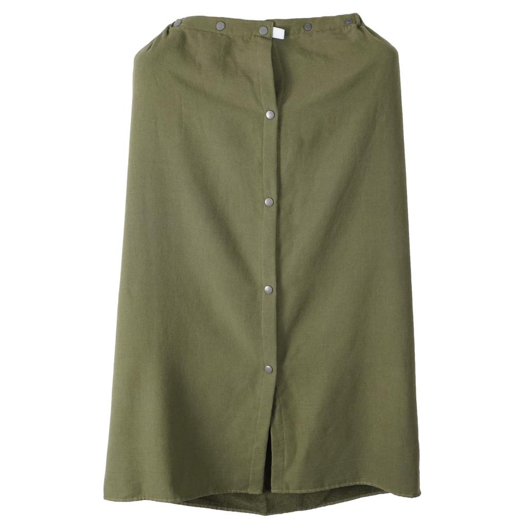 oruTa Wrap 85cm Cotton Adjustable Towel, Adult, Long, 3-Way, Simple, Moisture-Wicking, Quick-Drying, Gauze, 100% (130x85cm, Buttons, Khaki)