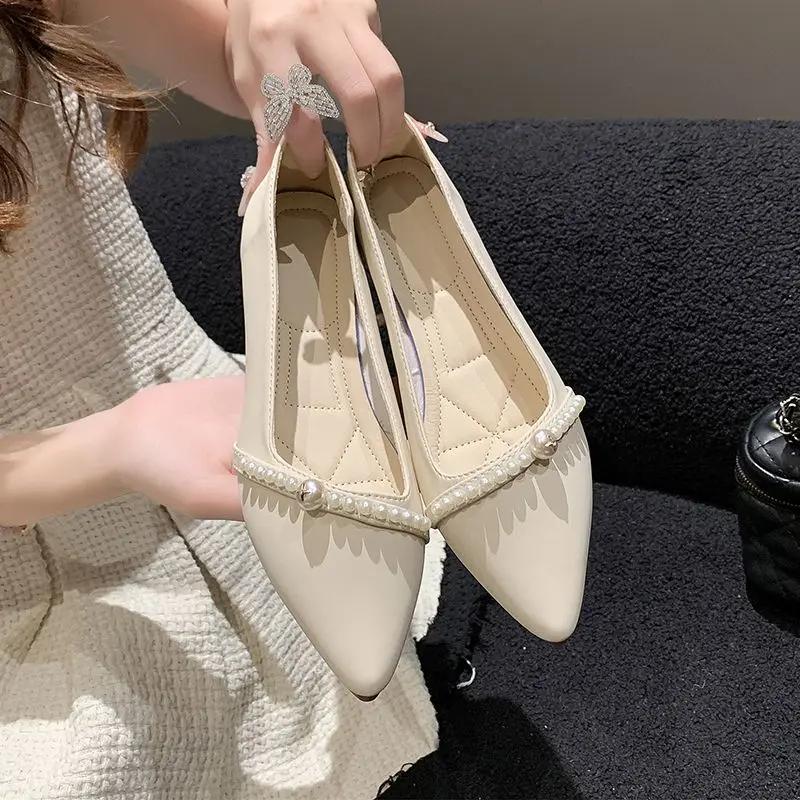 Fashion Elegant Party Anti-slip Woman Flats Moccasins Pointed Toe Shallow With Heel On Cheap Clearance Vacation 39 Dress Shoes for Women