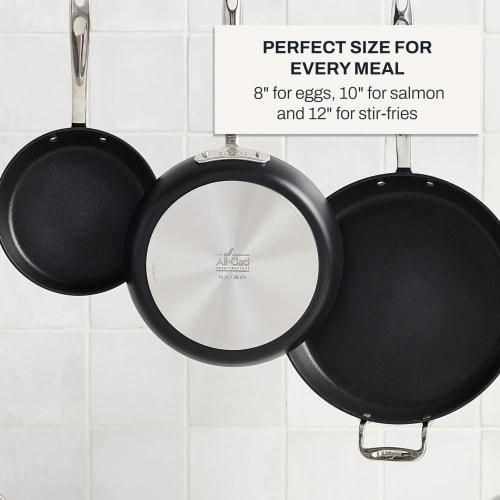 All-Clad HA1 Hard Anodized Nonstick Frying Pan Set - 3-Piece Cookware Set: 8-Inch, 10-Inch, and 12-Inch Skillets with Lids, Induction Safe, Oven Safe