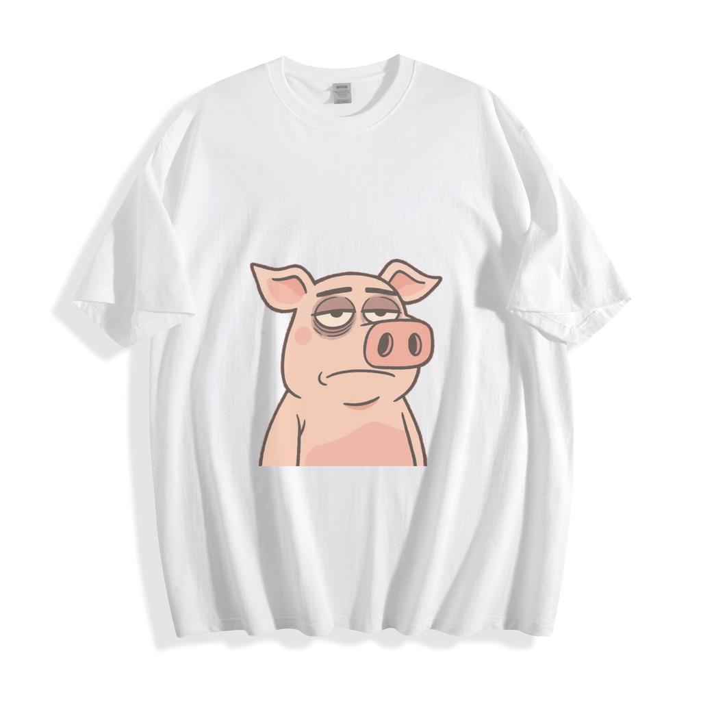 Grumpy Pig T-Shirt Mens Womens Tees Top - Tired Piggy Face Design Unisex Tee