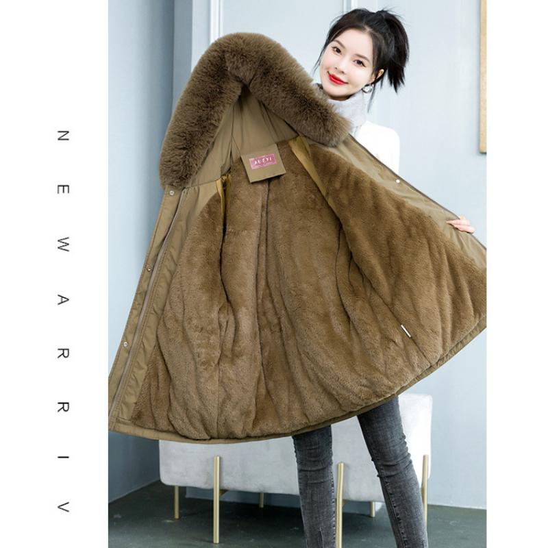 Herbst und Winter Damen einfarbig mittellange Taille mit Kapuze Pie zur Überwindung der Verdickung warme Damenjacke 6 Farben