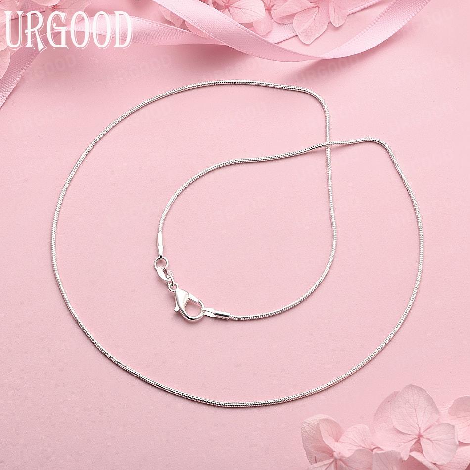 925 Sterling Silver Jewelry 16-30 Inch 1mm Snake Chain Fashion Necklace