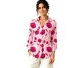 Women Lapel Long Sleeve Green Big Floral Print Shirt, Simple Thin Blouse for Office Work, Daily Wear & Holiday