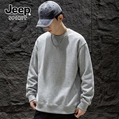 JEEP SPIRIT Men's Loose-Fit Knit Round Neck Sweatshirt