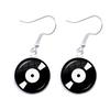 Retro CD Record Drop Earring Disc Classic Music Gramophone Record Glass Cabochon Earrings Gift for Music Loves
