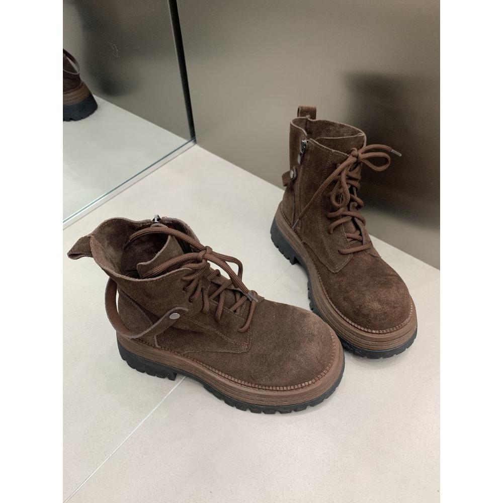 Nové dámské platformové martensky britský retro styl šněrovací kotníkové boty pohodlné ležérní pracovní boty robustní podrážka