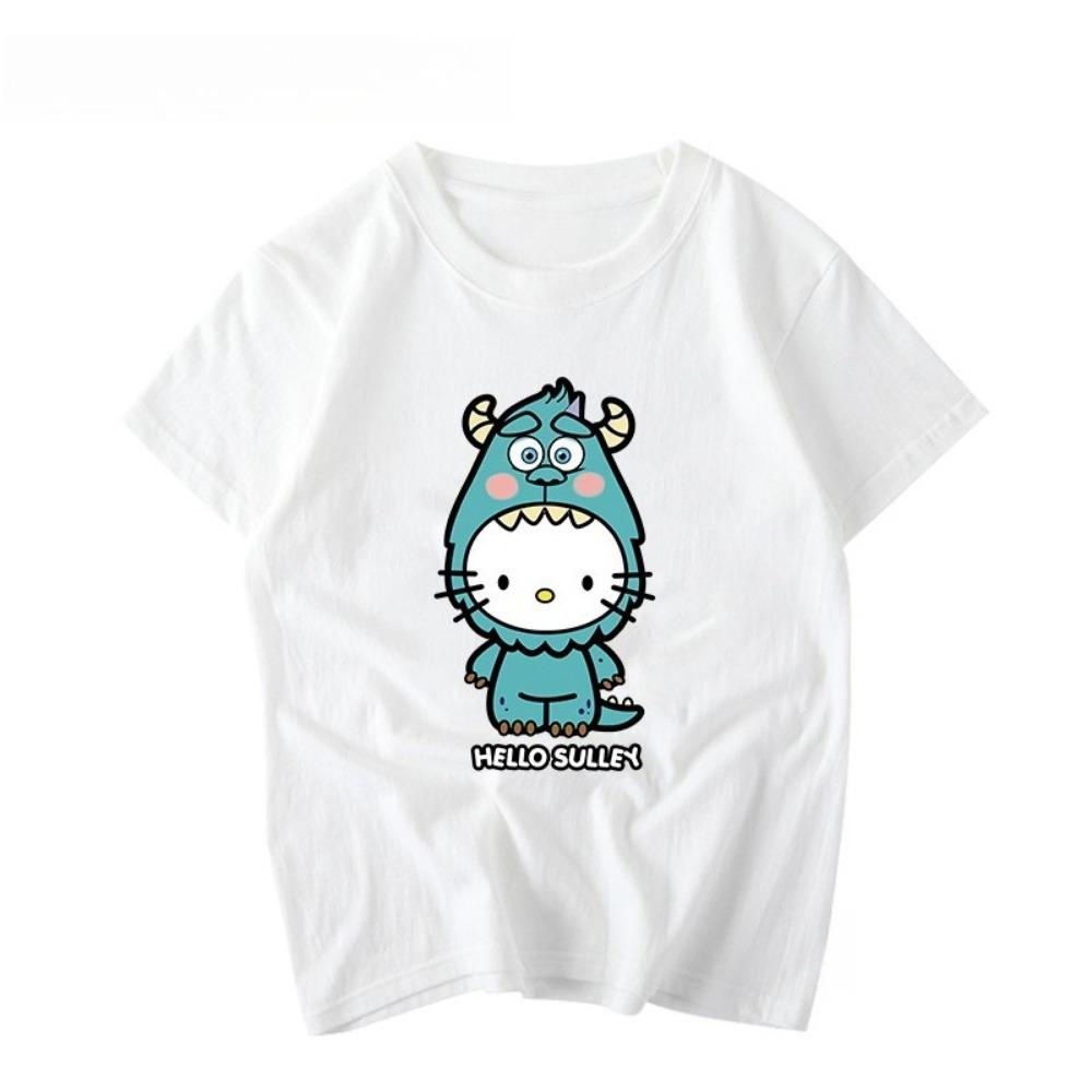 Women's New Cute Hello Kitty Pattern Printed Top Oversized Unisex Couple Trend Plus Size Loose Casual Short-sleeved T-shirt