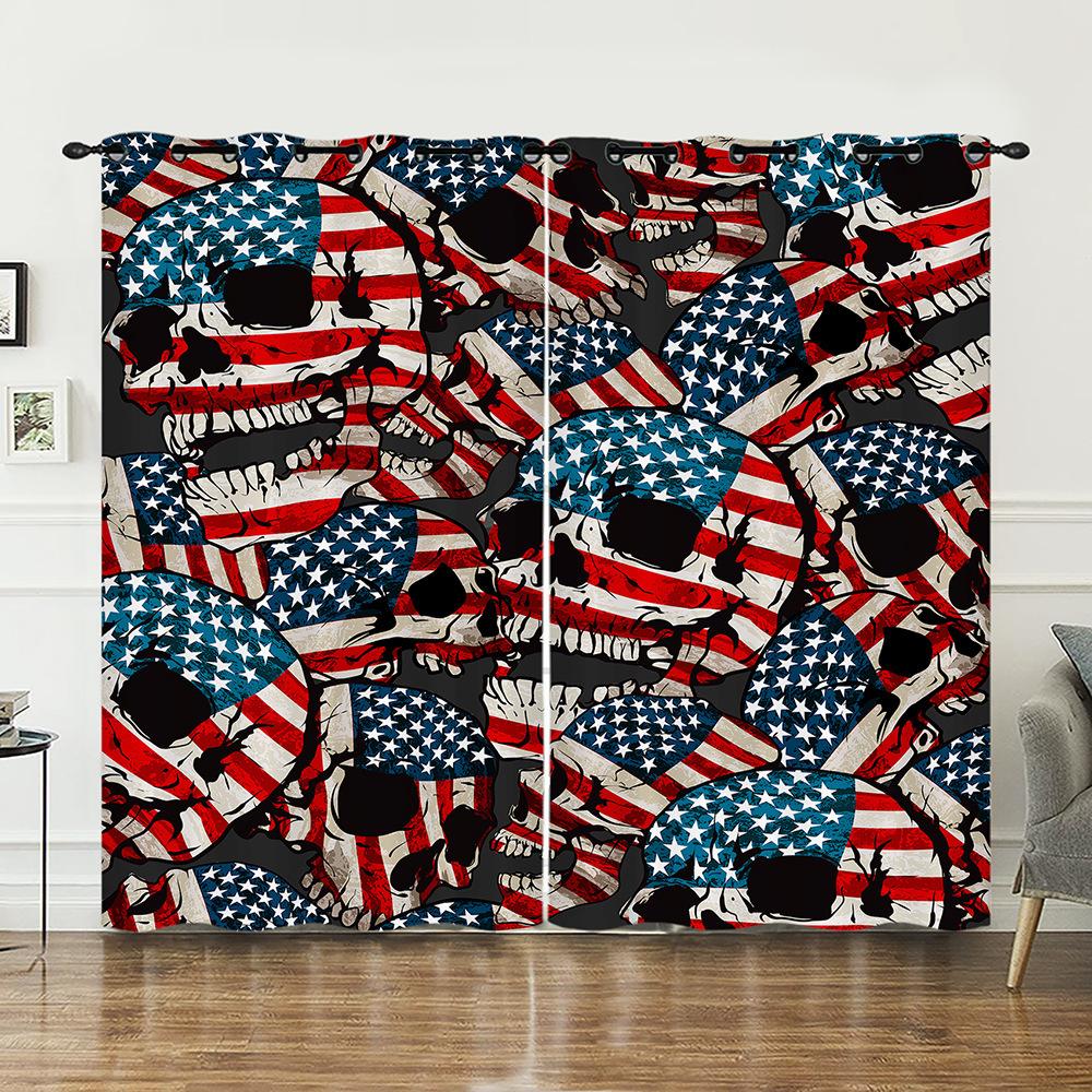 Curtains Skull Rose Magic Curtains Bedroom Living Room Blackout Curtain Perforated