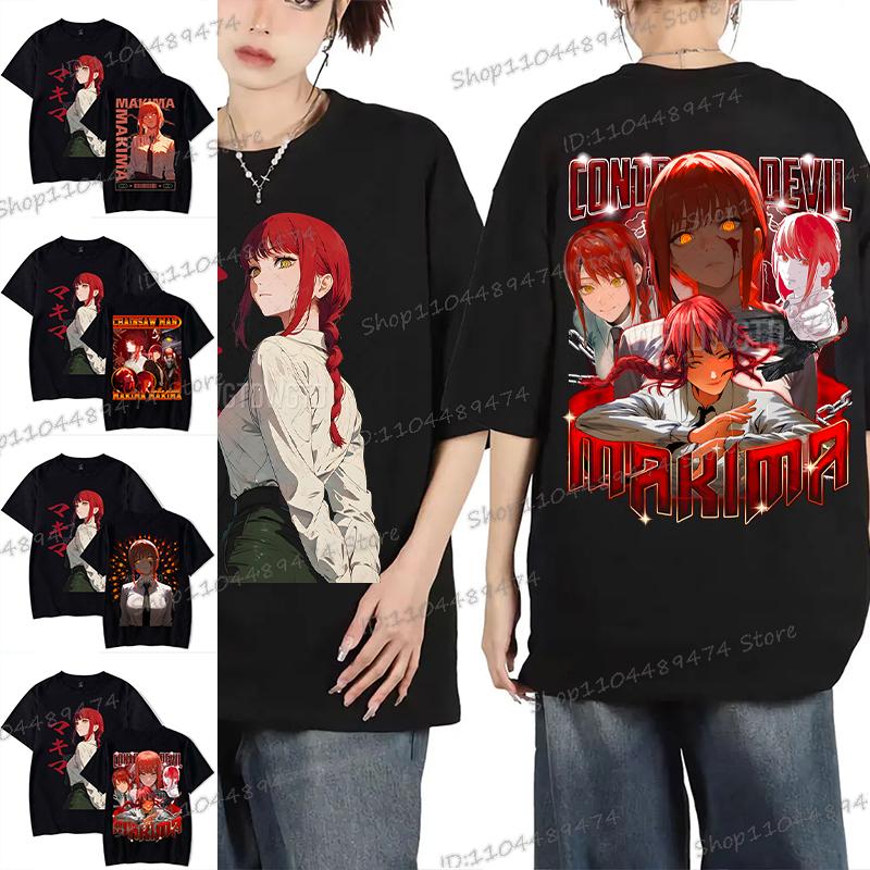 Anime Chainsaw Man T-shirt Makima Harajuku Fashion Graphics Tshirt Vintage Casual Women Y2K Tops Funny Comic Men's Clothing